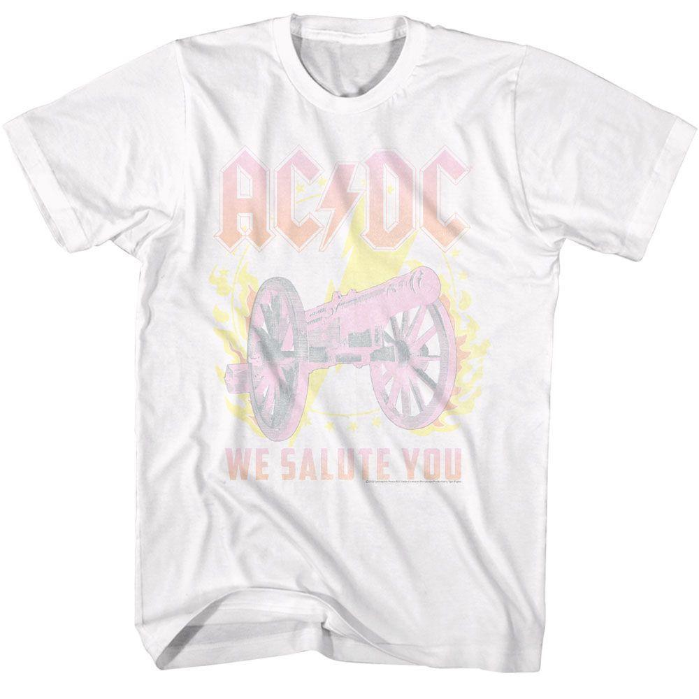 Acdc Flame Cannon White T Shirt